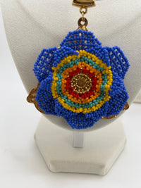Handmade Beaded Statement Necklace – Colorful Floral Pendant, Bold Unique Jewelry