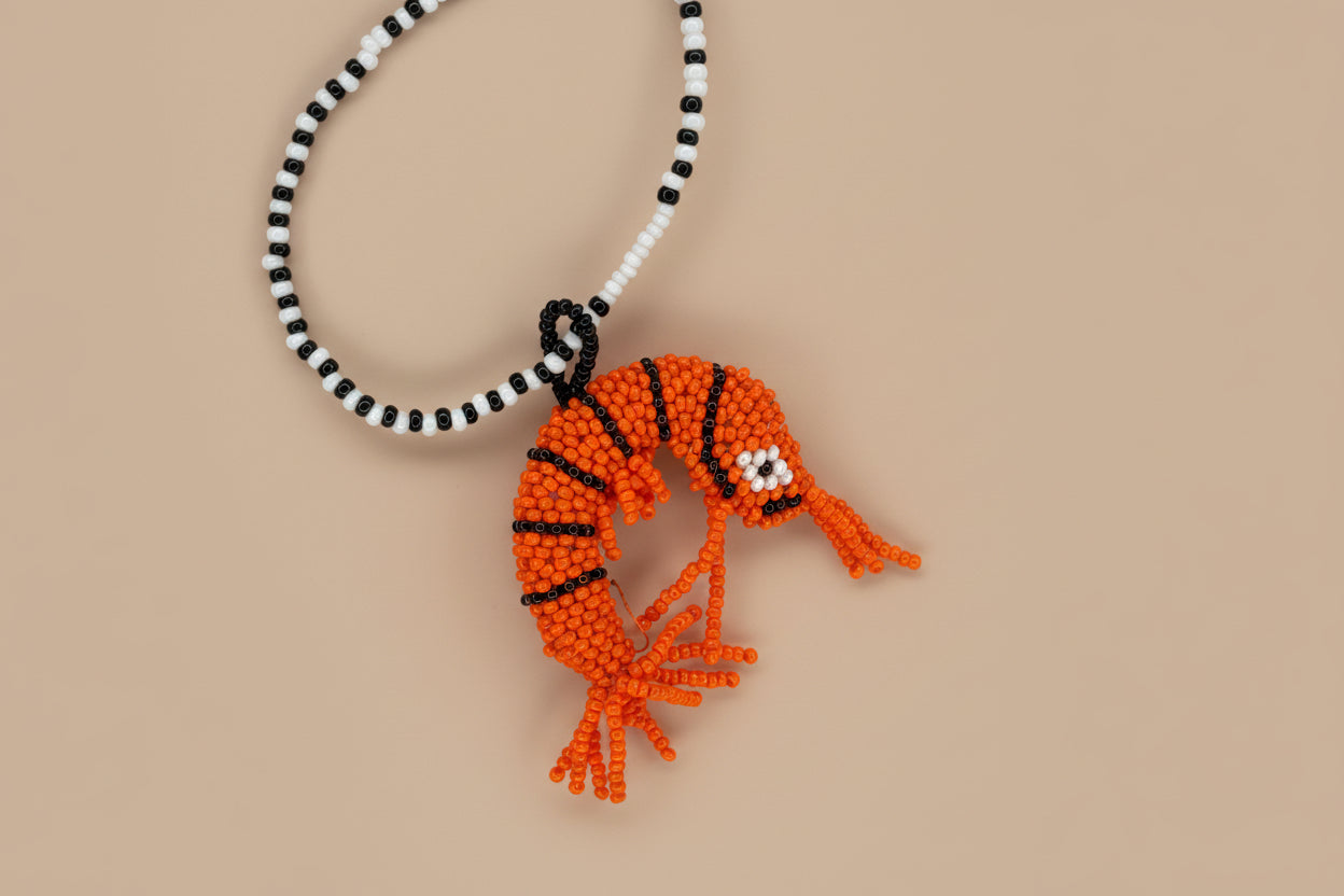 Handmade Beaded Shrimp Necklace – Artisan Ocean Inspired Jewelry