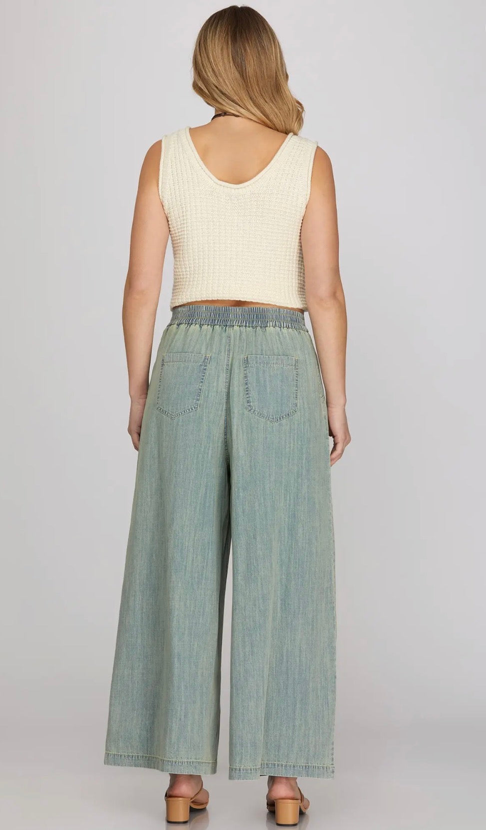 High Waisted Wide Leg Denim Pants – Lightweight & Flattering Palazzo Jeans for Women
