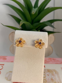 Handmade Filigree Flower Earrings – 24K Gold Plated Bronze