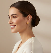 Gold Starfish Earrings with Raw Emerald (Murralla) – 24K Gold Plated Handmade Earrings