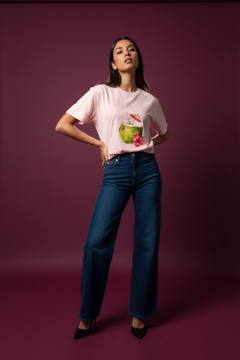 Pink Coconut Tee – Coastal Chic Casual Top