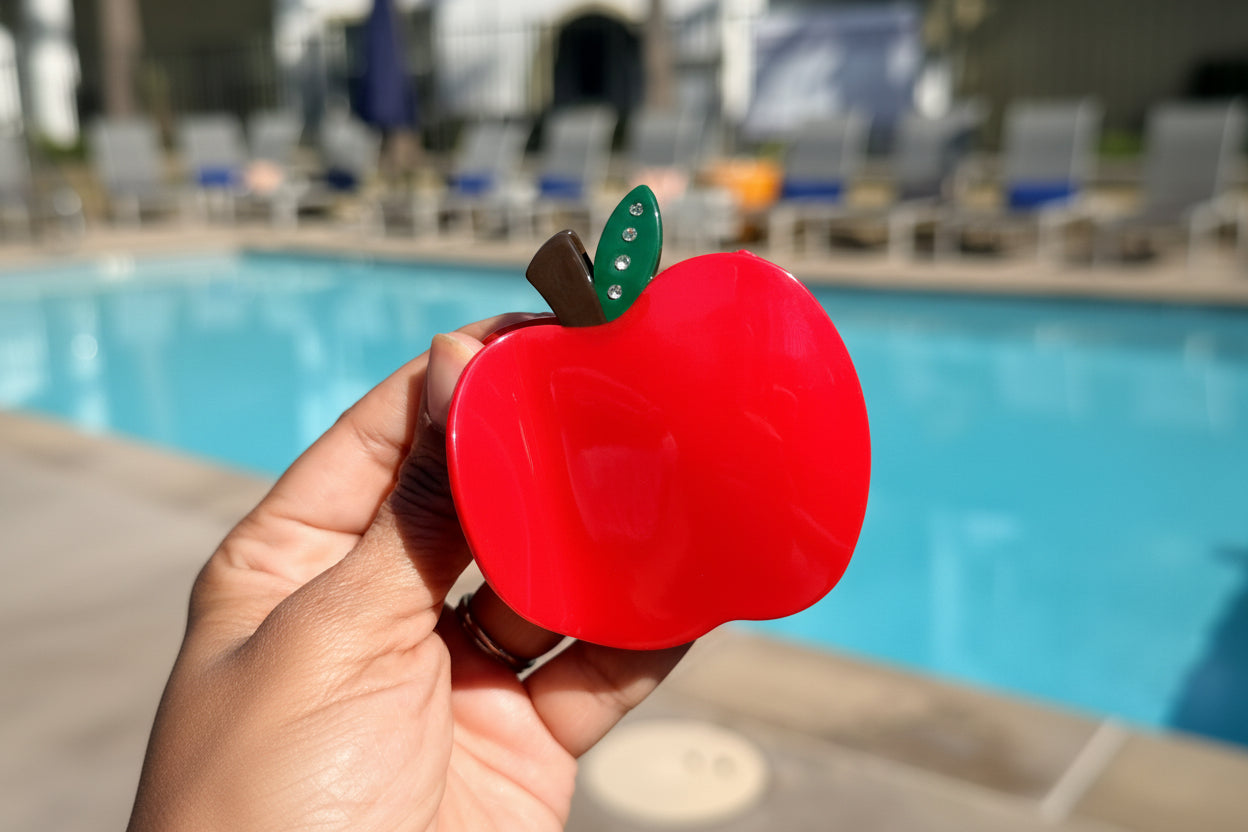 Red Apple Hair Clip – Statement Acrylic Hair Accessory for Women