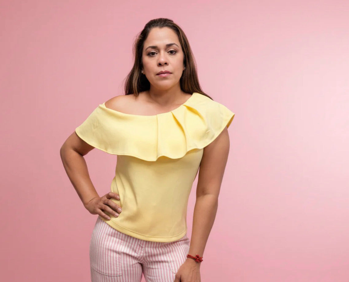 Yellow One Shoulder Ruffle Top – Elegant Off Shoulder Blouse for Women