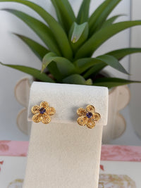 Handmade Filigree Flower Earrings – 24K Gold Plated Bronze