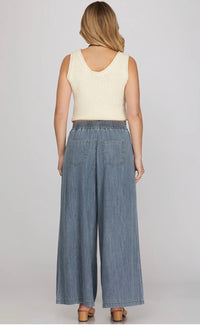 High Waisted Wide Leg Denim Pants – Lightweight & Flattering Palazzo Jeans for Women