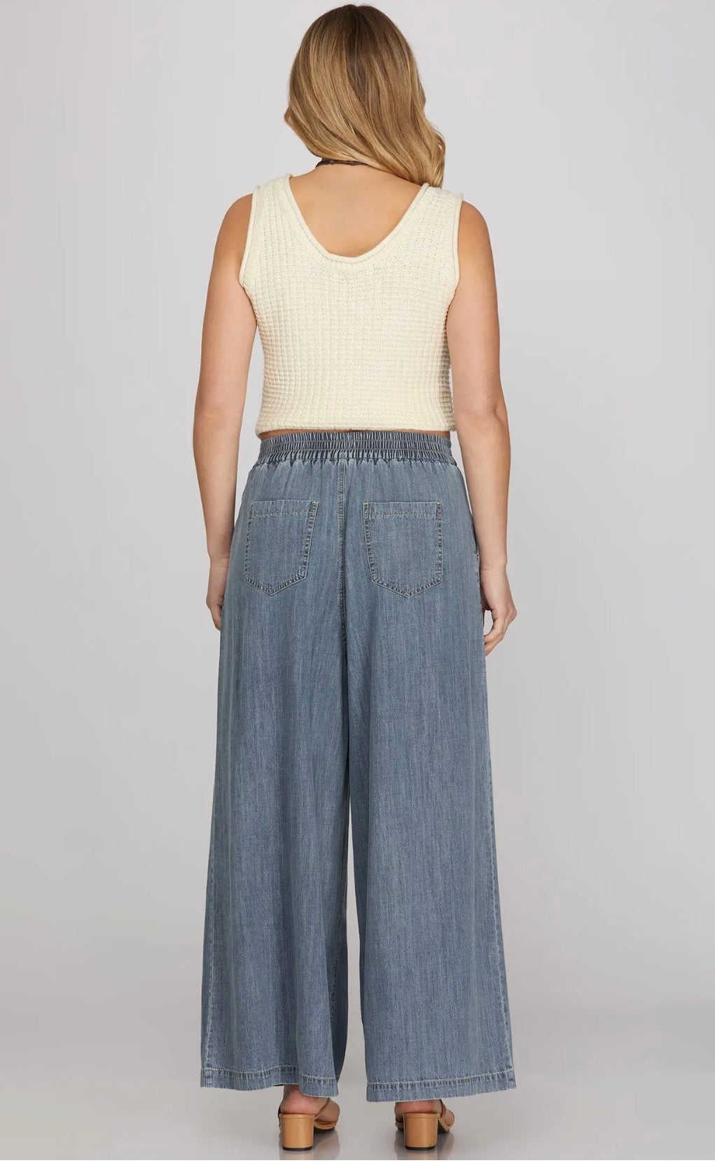 High Waisted Wide Leg Denim Pants – Lightweight & Flattering Palazzo Jeans for Women