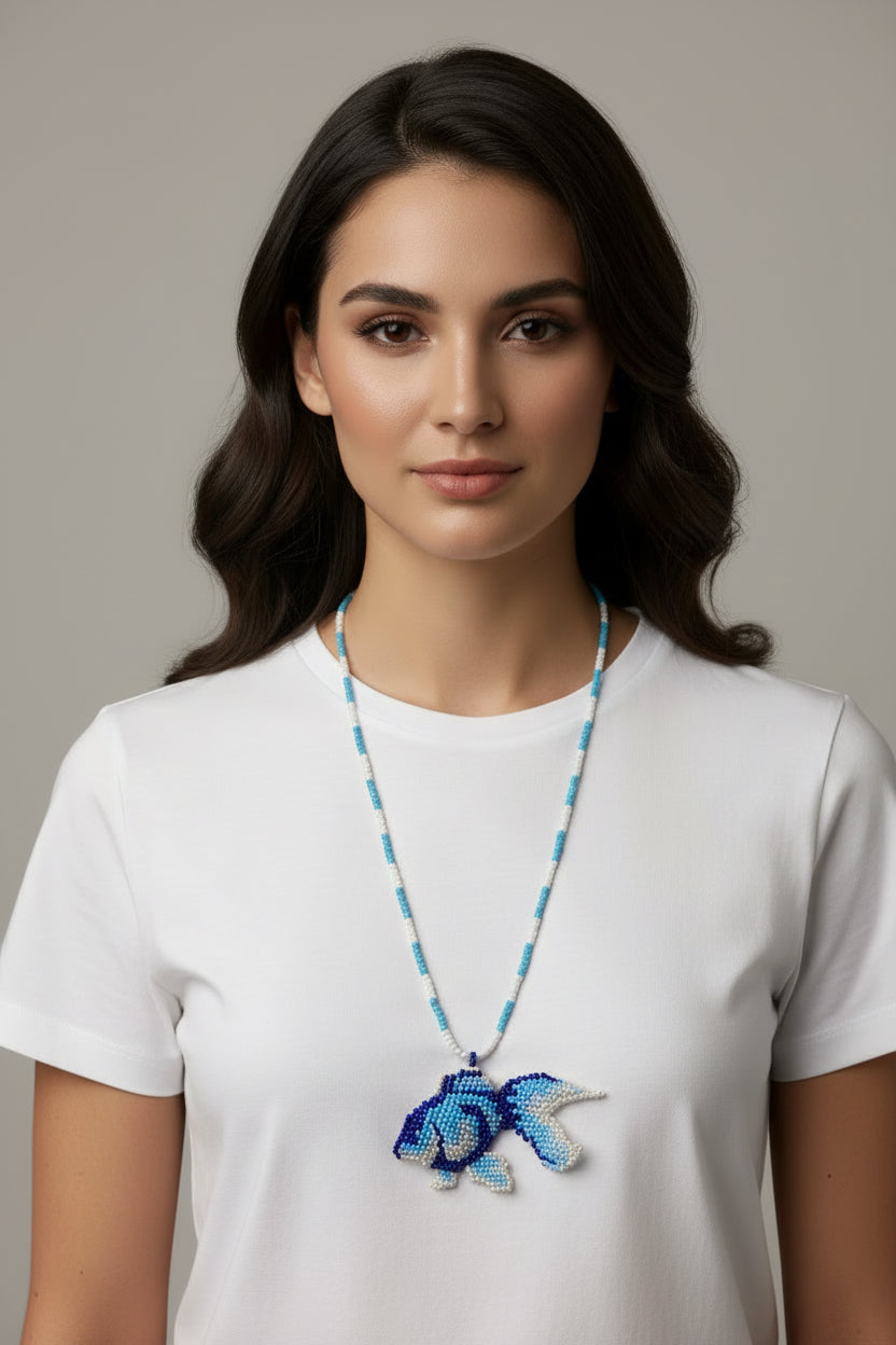 Handmade Beaded Fish Necklace