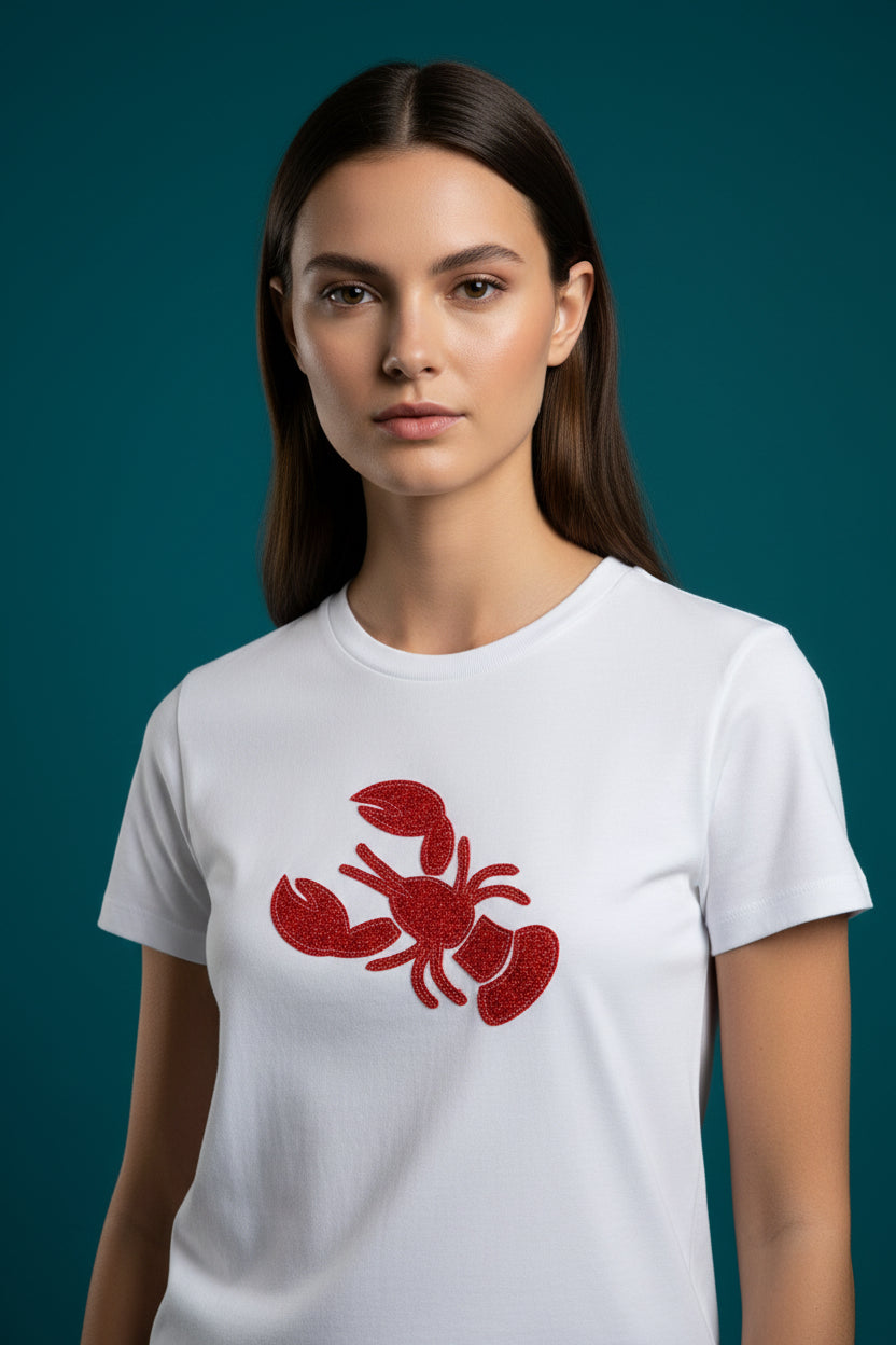 White Lobster Detail Tee – Chic Casual Statement