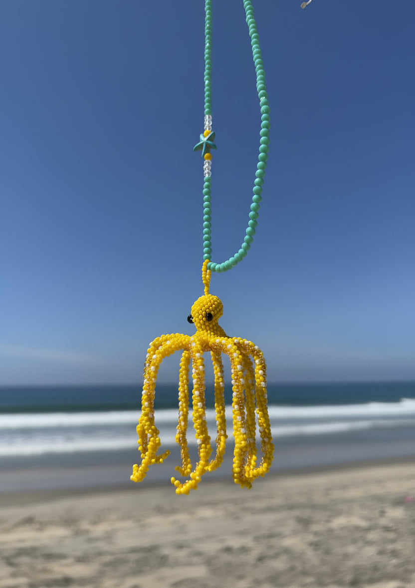Handmade Beaded Octopus Necklace – Artisan Statement Jewelry