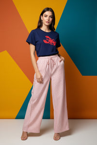 Red & White Striped Pants – Elastic Waist Casual Chic Fit