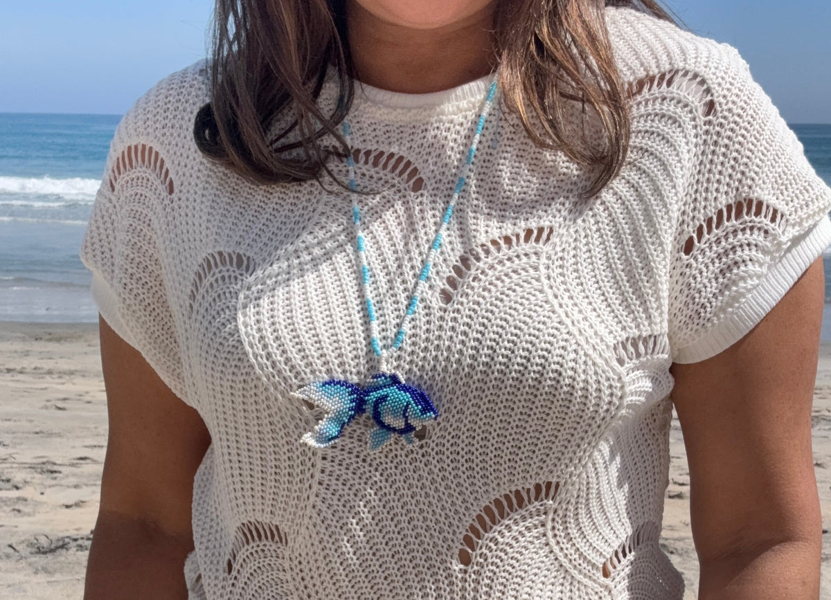 Handmade Beaded Fish Necklace