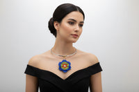 Handmade Beaded Statement Necklace – Colorful Floral Pendant, Bold Unique Jewelry