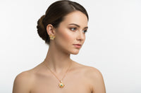 Handmade Filigree Flower Jewelry Set with Raw Emerald (Murralla) – 24K Gold Plated Bronze