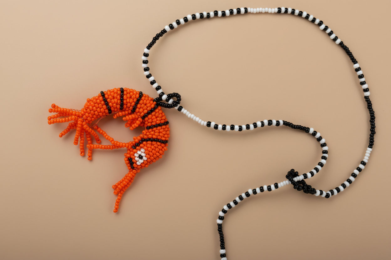 Handmade Beaded Shrimp Necklace – Artisan Ocean Inspired Jewelry