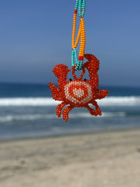 Handmade Beaded Crab Necklace – Adjustable Long Coastal Jewelry