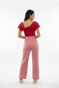 Red One‑Shoulder Bow Top