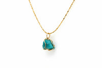 Raw Emerald Necklace – 18K Gold Plated Bronze Natural Emerald Pendant