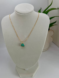 Raw Emerald Necklace – 18K Gold Plated Bronze Natural Emerald Pendant