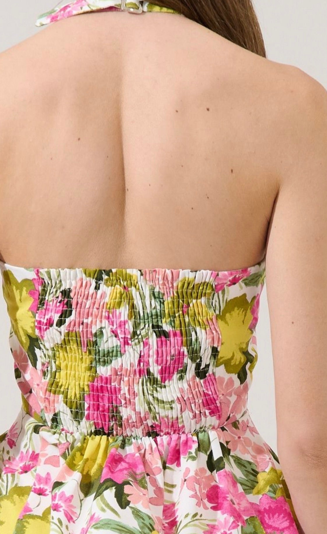Floral Halter Peplum Top – Elegant Feminine Blouse for Women