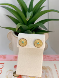 Handmade Filigree Earrings with Raw Emerald – 24K Gold Plated Bronze