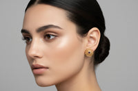 Handmade Filigree Earrings with Purple Stone – 24K Gold Plated Bronze