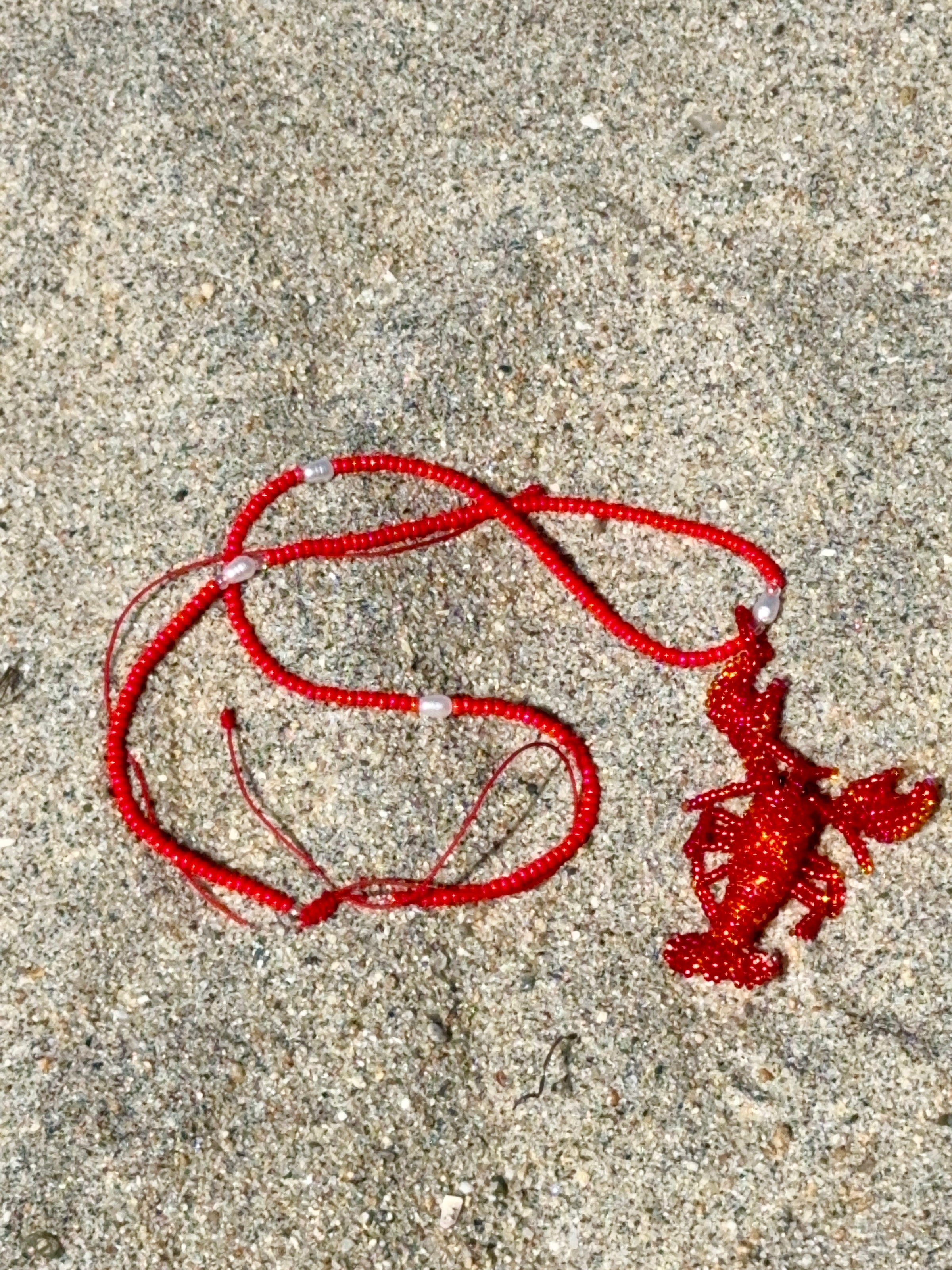 Handmade Beaded Lobster Charm Necklace