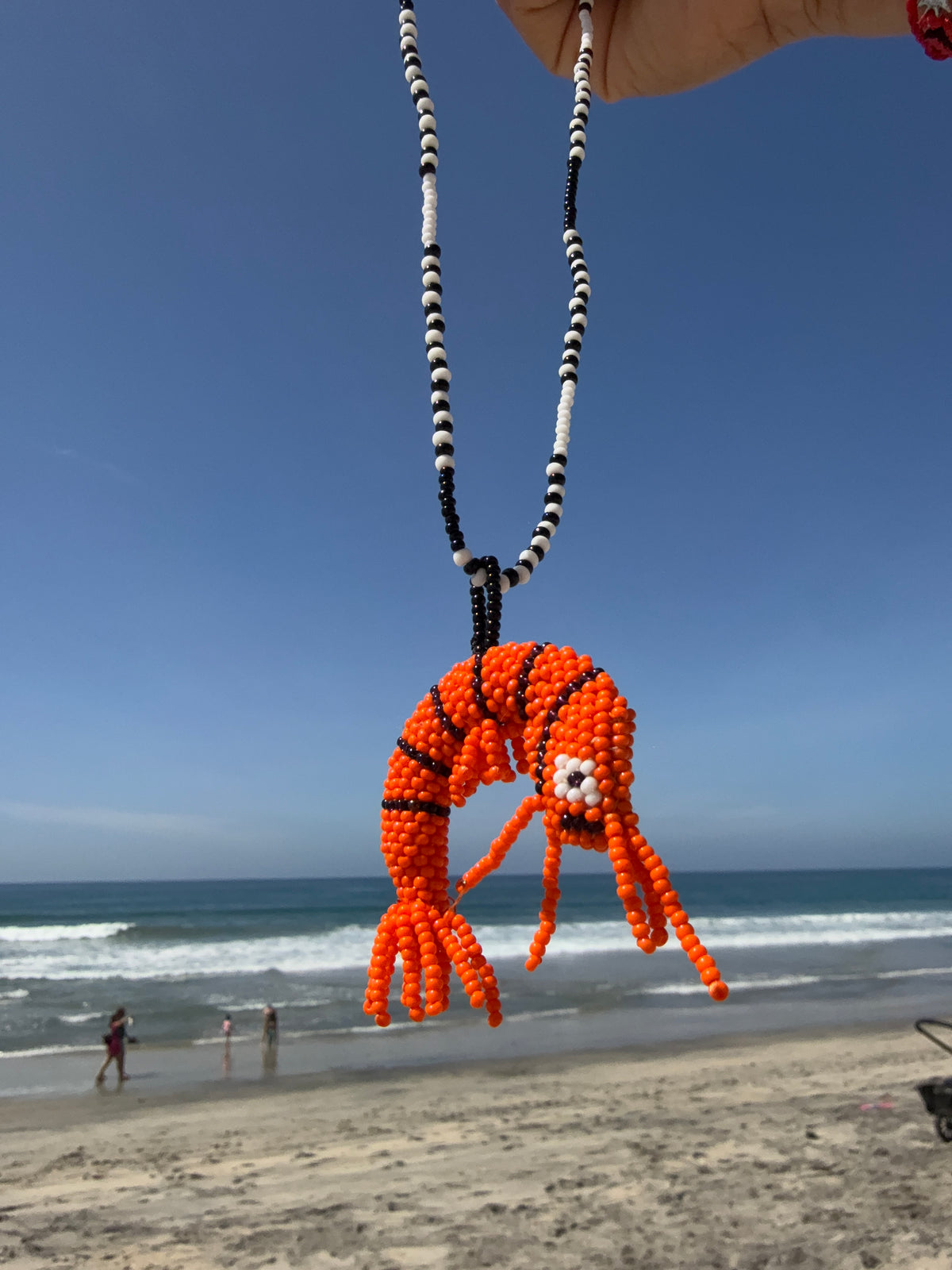Handmade Beaded Shrimp Necklace – Artisan Ocean Inspired Jewelry