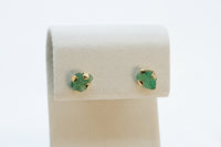 Raw Emerald Stud Earrings – Natural Emerald 24 K Gold Plated Minimalist Jewelry