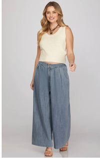 High Waisted Wide Leg Denim Pants – Lightweight & Flattering Palazzo Jeans for Women