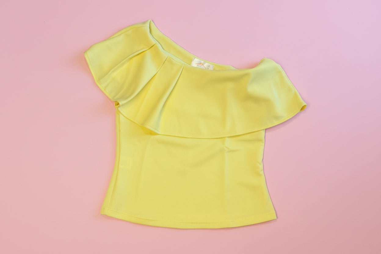 Yellow One Shoulder Ruffle Top – Elegant Off Shoulder Blouse for Women