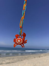 Handmade Beaded Crab Necklace – Adjustable Long Coastal Jewelry