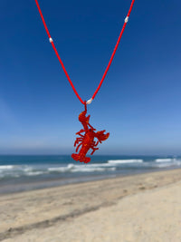 Handmade Beaded Lobster Charm Necklace