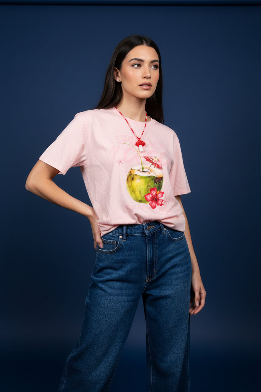 Pink Coconut Tee – Coastal Chic Casual Top