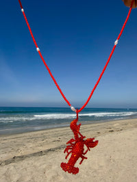 Handmade Beaded Lobster Charm Necklace