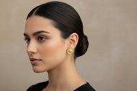 Handmade Filigree Earrings with Raw Emerald – 24K Gold Plated Bronze