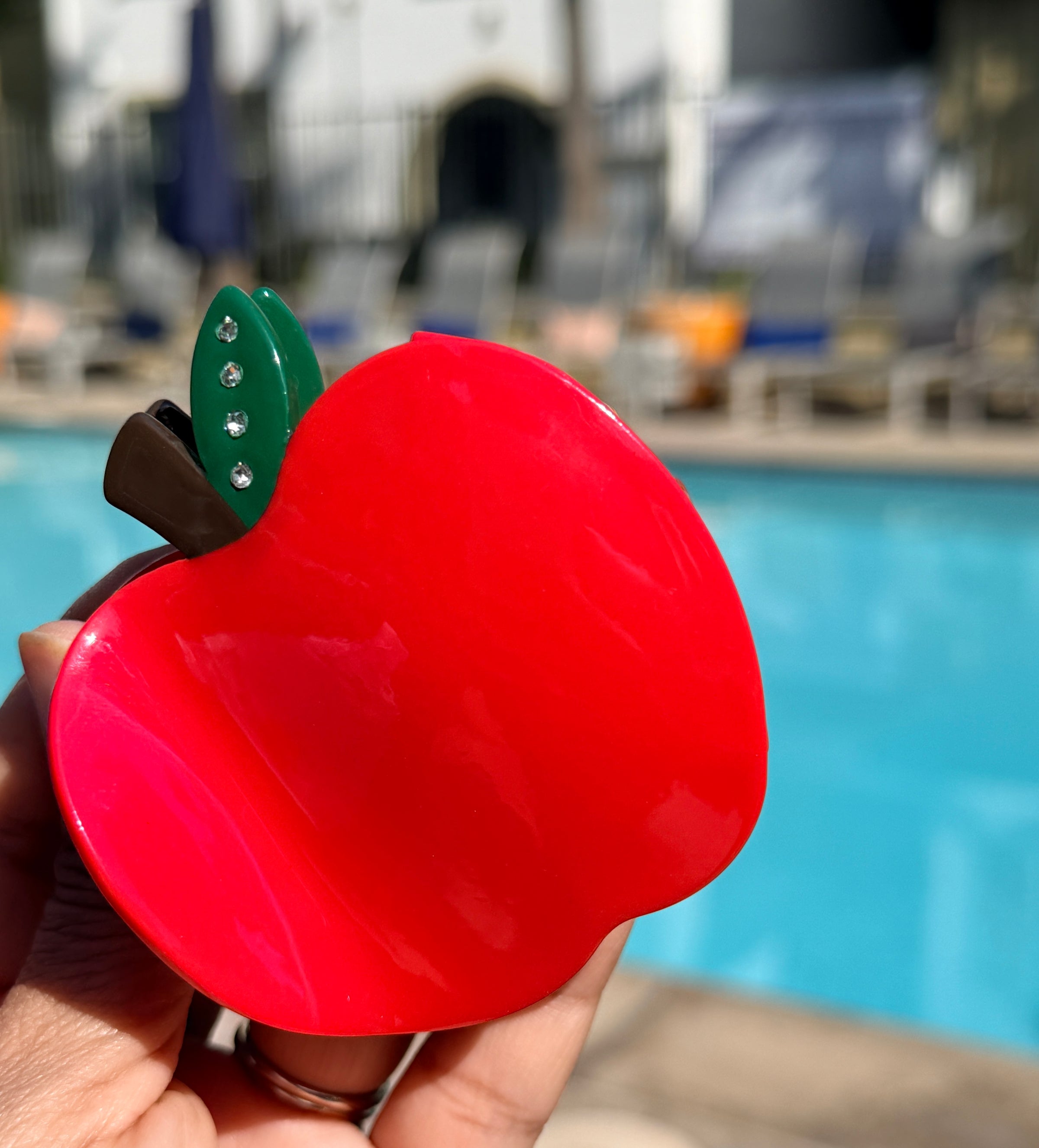 Red Apple Hair Clip – Statement Acrylic Hair Accessory for Women