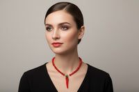 Murano Glass Beaded Necklace with Handmade Chili Pepper Pendant – Artisan Statement Necklace