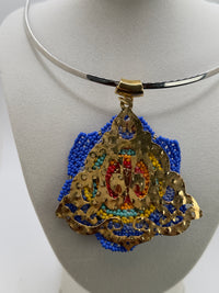 Handmade Beaded Statement Necklace – Colorful Floral Pendant, Bold Unique Jewelry