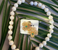 White Beaded Necklace with Handcrafted Filigree Flower Pendant – Artisan Jewelry