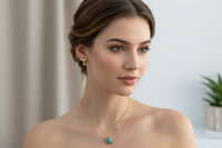 Gold Hummingbird Earrings with Raw Emerald – 24K Gold Plated Handmade Artisan Earrings