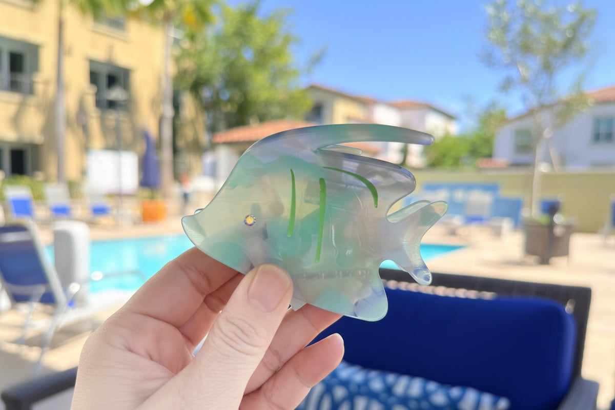 Iridescent Fish Hair Claw Clip – Statement Summer Hair Accessory