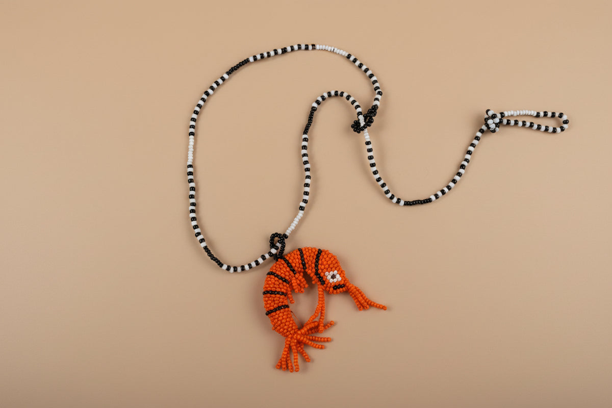 Handmade Beaded Shrimp Necklace – Artisan Ocean Inspired Jewelry