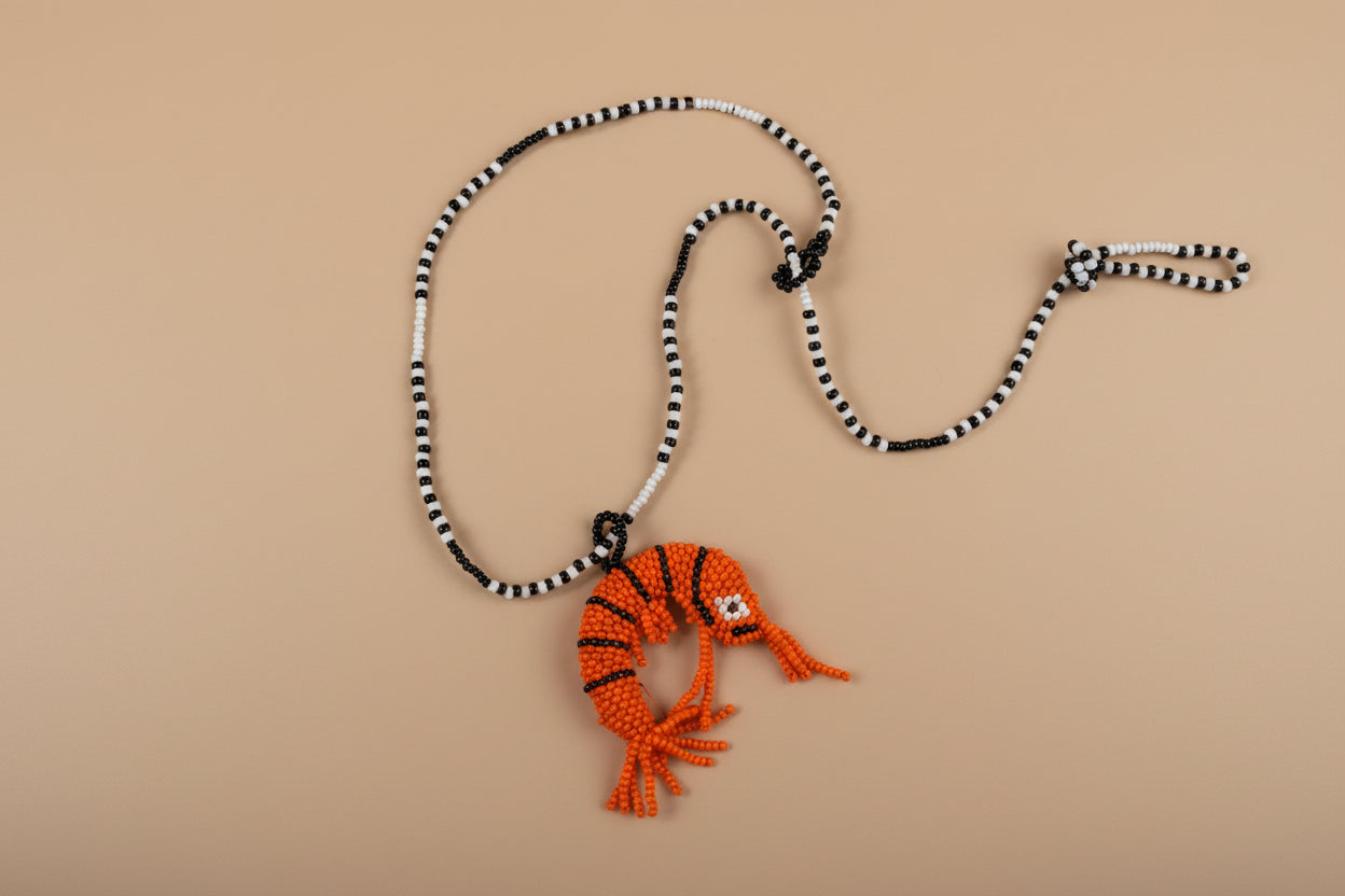 Handmade Beaded Shrimp Necklace – Artisan Ocean Inspired Jewelry