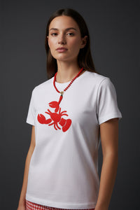 White Lobster Detail Tee – Chic Casual Statement