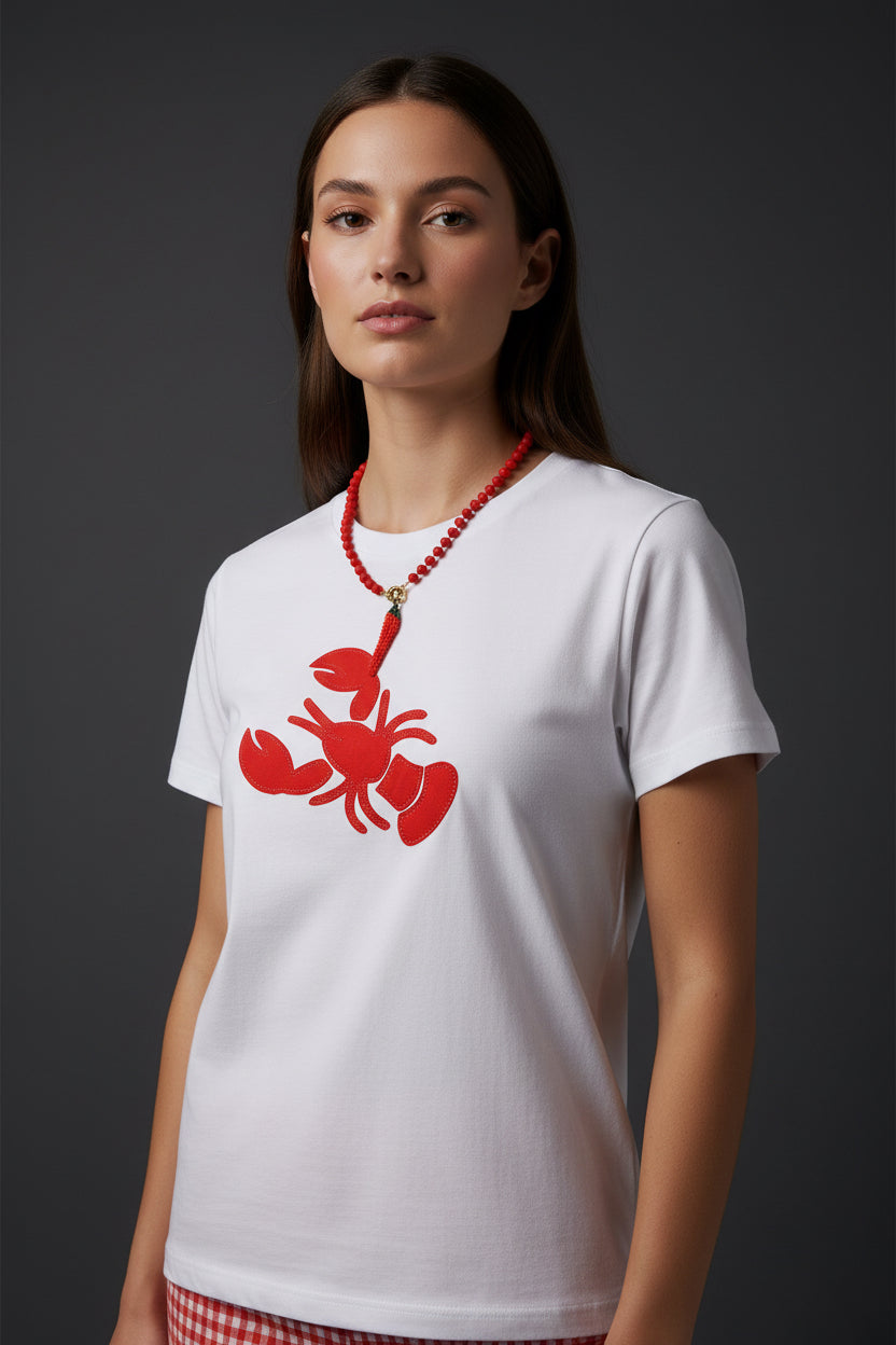 White Lobster Detail Tee – Chic Casual Statement