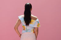 Floral ONE-Shoulder Ruffle Blouse with Striped Pants Set – Chic & Versatile Outfit